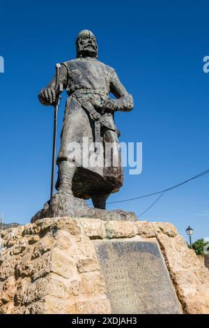 Rodrigo Diaz de Vivar, le CID Campeador, oeuvre de Luis Moreno Cutando, El Poyo del CID, Calamocha, province de Teruel, Aragon, Espagne. Banque D'Images