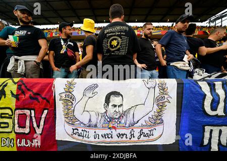 Koln, Allemagne. 22 juin 2024. Les fans de Roumanie lors du match UEFA Euro 2024 entre la Belgique et la Roumanie, Groupe E, date 2, ont joué au Rhein Energie Stadium le 22 juin 2024 à Koln, en Allemagne. (Photo de Bagu Blanco/PRESSINPHOTO) crédit : AGENCE SPORTIVE PRESSINPHOTO/Alamy Live News Banque D'Images