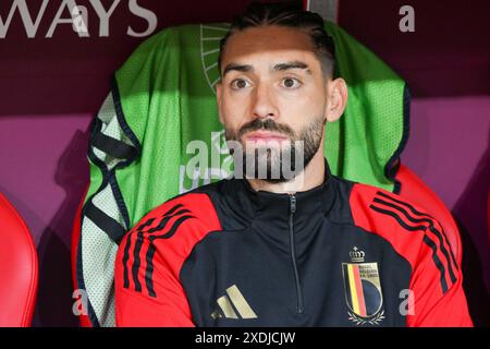 Cologne, Allemagne. 22 juin 2024. Yannick Carrasco (11 ans) de Belgique photographié lors d'un match de football entre les équipes nationales de Belgique, appelé les Red Devils et de Roumanie lors de la deuxième journée du Groupe E dans la phase de groupes du tournoi UEFA Euro 2024, le samedi 22 juin 2024 à Cologne, Allemagne . Crédit : Sportpix/Alamy Live News Banque D'Images