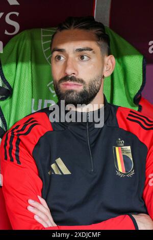 Cologne, Allemagne. 22 juin 2024. Yannick Carrasco (11 ans) de Belgique photographié lors d'un match de football entre les équipes nationales de Belgique, appelé les Red Devils et de Roumanie lors de la deuxième journée du Groupe E dans la phase de groupes du tournoi UEFA Euro 2024, le samedi 22 juin 2024 à Cologne, Allemagne . Crédit : Sportpix/Alamy Live News Banque D'Images