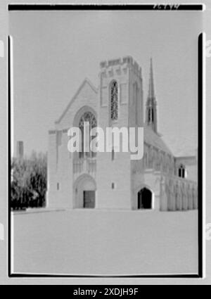 Christ Church, grosse pointe Farms, Michigan. Détail tour d'entrée et flèche. Collection Gottscho-Schleisner Banque D'Images