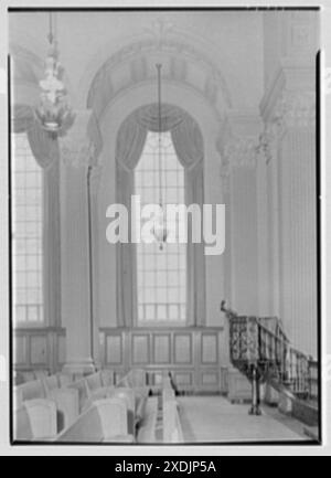 Église presbytérienne Brick, 91e et Park Ave., New York. Détail de la fenêtre et des rideaux. Collection Gottscho-Schleisner Banque D'Images