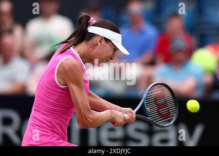 Birmingham, UK23rd juin 2024 ; Edgbaston Priory Club, Birmingham, Angleterre : Rothesay Tennis Classic Birmingham, jour 7 ; Ajla Tomljanovic (AUS) en action lors de son match de finale en simple femme contre Yulia Putintseva (KAZ) crédit : action plus Sports images/Alamy Live News Banque D'Images