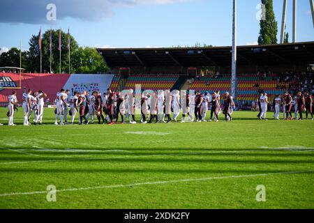 Rhein Fire gewinnt in Berlin, GER, Berlin Thunder v. Rhein Fire, American Football, saison 2024, Ligue européenne de Football, ELF, semaine 5, 23.06.2024, Foto : Eibner-Pressefoto/ Claudius Rauch Banque D'Images