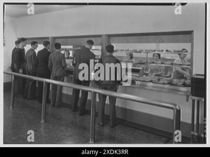 Bâtiment scientifique de l'école Iona, New Rochelle, New York. Cafétéria. Collection Gottscho-Schleisner Banque D'Images