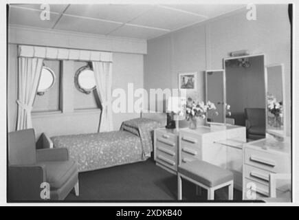 Steamship America, United States Line, 1 Broadway, New York. Chambre U70. Collection Gottscho-Schleisner Banque D'Images