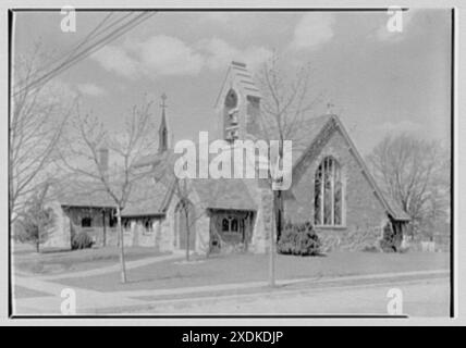 Église communautaire, East Williston, long Island. Extérieur. Collection Gottscho-Schleisner Banque D'Images