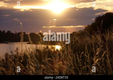 Paysage sur l'Elbe après un orage d'été, Allemagne Banque D'Images