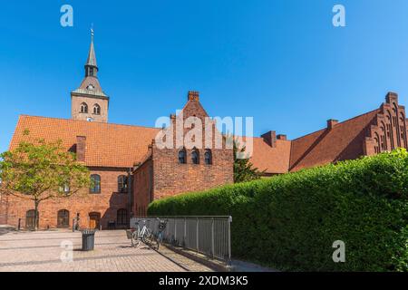 Odense, monastère, bâtiment en brique, tour de l'église cathédrale, église St Knud, Fyn, île de Funen, Danemark Banque D'Images