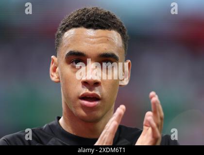 Francfort, Allemagne. 23 juin 2024. Jamal Musiala, d’Allemagne, se réchauffe avant le match des Championnats d’Europe de l’UEFA à Commerzbank-Arena, Francfort. Le crédit photo devrait se lire comme suit : David Klein/Sportimage crédit : Sportimage Ltd/Alamy Live News Banque D'Images