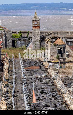 Images de la jetée historique de Birnbeck abandonnée à Weston-super-Mare pour laquelle le conseil du Somerset Nord a obtenu des fonds pour restaurer la structure. Banque D'Images