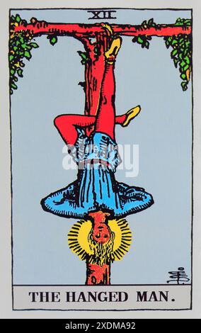L'homme pendu - carte Tarot individuelle. Banque D'Images