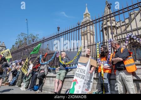 WESTMINSTER, LONDRES - 27 mai 2023 : des manifestants marchent lors d'une manifestation Kill the Bill à Londres Banque D'Images
