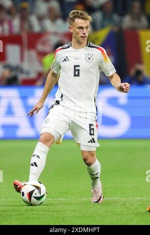 23 juin 2024, Hesse, Francfort/M. : Football : Championnat d'Europe, Suisse - Allemagne, tour préliminaire, groupe A, jour de match 3, Frankfurt Arena, l'Allemand Joshua Kimmich en action. Photo : Christian Charisius/dpa Banque D'Images