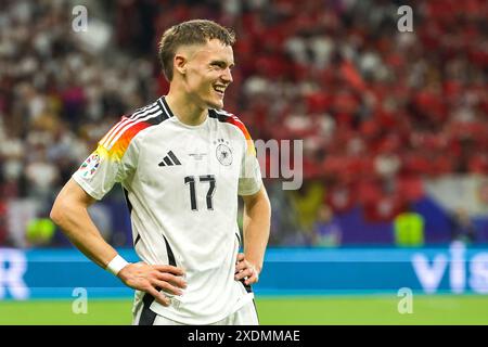 23 juin 2024, Hesse, Francfort/M. : Football : Championnat d'Europe, Suisse - Allemagne, tour préliminaire, groupe A, journée 3, Frankfurt Arena, l'Allemand Florian Wirtz réagit. Photo : Christian Charisius/dpa Banque D'Images