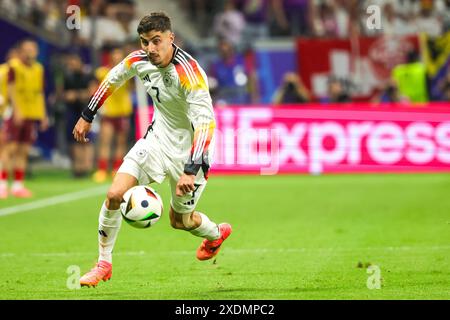 23 juin 2024, Hesse, Francfort/M. : Football : Championnat d'Europe, Suisse - Allemagne, tour préliminaire, groupe A, jour de match 3, Frankfurt Arena, l'Allemand Kai Havertz sur le ballon. Photo : Christian Charisius/dpa Banque D'Images