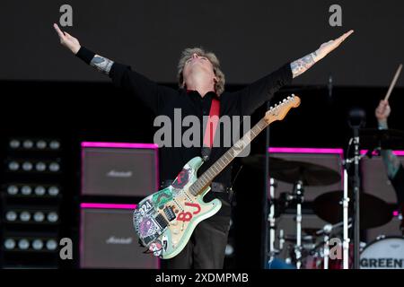 Newport, Royaume-Uni. 23 juin 2024. Green Day joue un festival britannique exclusif au festival de l'île de Wight, Seaclose Park le dimanche 23 juin crédit : Emma Terracciano/Alamy Live News Banque D'Images