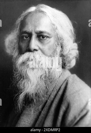 Rabindranath Tagore (1861 – 1941) poète, écrivain, dramaturge et compositeur bengali Banque D'Images