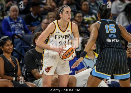 Chicago, États-Unis. 23 juin 2024. Chicago, USA, 23 juin 2024 : Caitlin Clark (22 Indiana Fever) en action lors du match entre le Chicago Sky et Indiana Fever le dimanche 23 juin 2024 à Wintrust Arena, Chicago, USA. (PAS D'USAGE COMMERCIAL) (Shaina Benhiyoun/SPP) crédit : SPP Sport Press photo. /Alamy Live News Banque D'Images