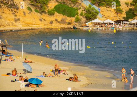 Portals nous Beach, Els Terrers de S'Hostalet, Calvia, Majorque, Îles Baléares, Espagne. Banque D'Images