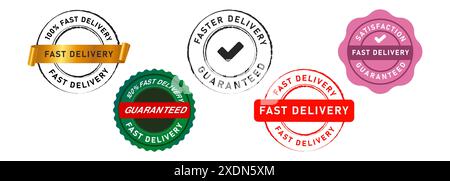 timbre de cercle de livraison rapide et autocollant d'étiquette de badge de sceau pour le service d'expédition rapide Illustration de Vecteur
