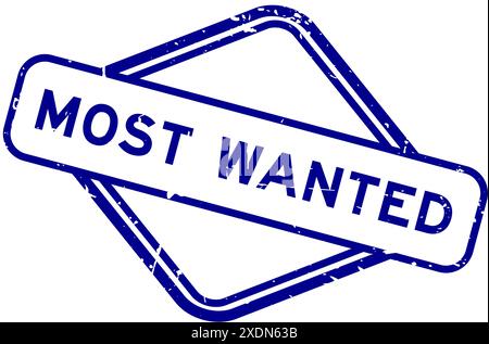 Grunge bleu mot le plus recherché tampon en caoutchouc sur fond blanc Illustration de Vecteur