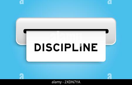 Bannière blanche de coupon avec discipline de mot de la machine sur fond de couleur bleue Illustration de Vecteur