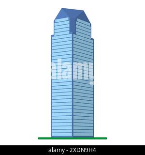 Un immeuble moderne de grande hauteur sur un fond blanc. Vue du bâtiment depuis le bas. Illustration vectorielle isométrique. Illustration de Vecteur