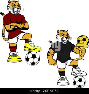 soccer futbol collection de pack de dessins animés animaux fort en format vectoriel très facile à éditer Illustration de Vecteur