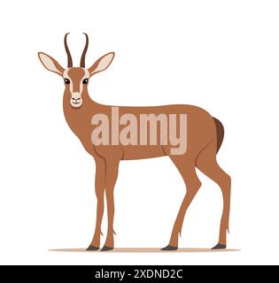 Statif antilope en vue latérale. Gazelle sauvage africaine avec de longues cornes. Vecteur Illustration de Vecteur