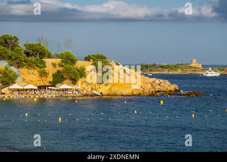 Portals nous Beach, Els Terrers de S'Hostalet, Calvia, Majorque, Îles Baléares, Espagne. Banque D'Images