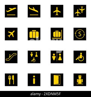 Illustration de stock d'icônes de signes d'aéroport. Conception vectorielle. Illustration de Vecteur