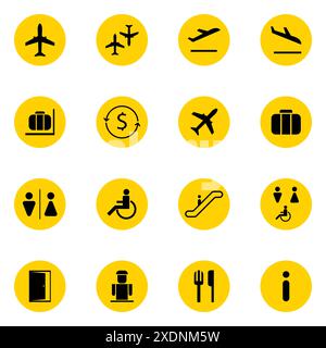 Illustration de stock d'icônes de signes d'aéroport. Conception vectorielle. Illustration de Vecteur