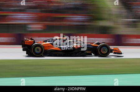 Sabadell, Barcelone, Espagne. 23 juin 2024. Montmelo Espagne 23 juin 2024 Lando Norris (4 GBR McLaren ) lors de la course au Grand Prix de formule 1 Aramaco Espagne 2024 à Montmelo Espagne le 23 juin 2024 (image crédit : © Xavi Urgeles/ZUMA Press Wire) USAGE ÉDITORIAL SEULEMENT! Non destiné à UN USAGE commercial ! Banque D'Images