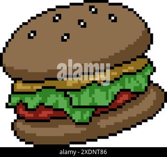 pixel art de fond isolé de hamburger végétalien à base de plantes Illustration de Vecteur