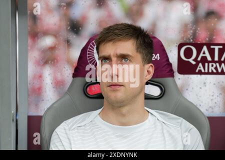 Berlin, Allemagne. 21 juin 2024. Taras Romanczuk, de Pologne, vu lors du match de l'UEFA EURO 2024 opposant la Pologne à l'Autriche à l'Olympiastadion. Score final : Pologne 1:3 Autriche. (Photo de Grzegorz Wajda/SOPA images/SIPA USA) crédit : SIPA USA/Alamy Live News Banque D'Images