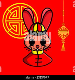 Elegant lapin Chinois Zodiaque illustration vectorielle - symbole de chance et de prospérité Illustration de Vecteur