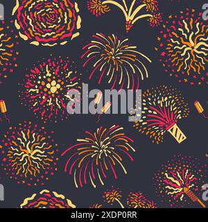 Vecteur de motif sans couture coloré Fireworks Illustration de Vecteur