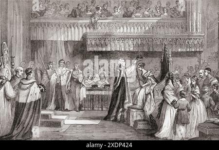 Le couronnement de la reine Victoria, 1837. Reine Victoria, 1819 – 1901. Reine du Royaume-Uni de Grande-Bretagne et d'Irlande, 1837-1901. Extrait de Cassell's Illustrated History of England. Banque D'Images