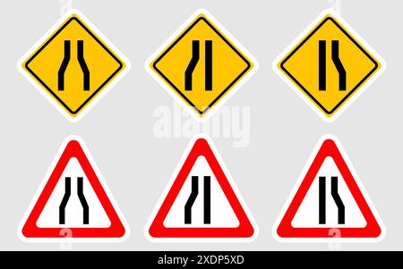 Panneau route étroite devant. Conception vectorielle. Illustration de Vecteur