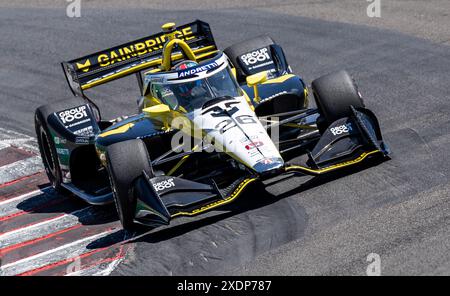 22 juin 2024 Monterey, CA, États-Unis Andretti Global W/ Curb-Agajanian | le pilote de Gainbridge Colton Herta (26 ans) des États-Unis passe le tire-bouchon lors du Firestone Grand Prix de Monterey IndyCar Practice 2 au WeatherTech Raceway Laguna Seca Monterey, CA Thurman James/CSM Banque D'Images