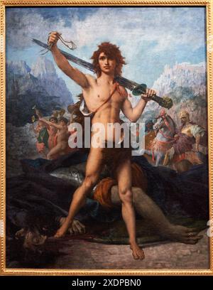 Jules Élie Delaunay (1828-1891), David Triomphant, 1874, exposition au musée, Paris 1874 inventer l'impressionnisme, Musée d'Orsay, Paris, France Banque D'Images