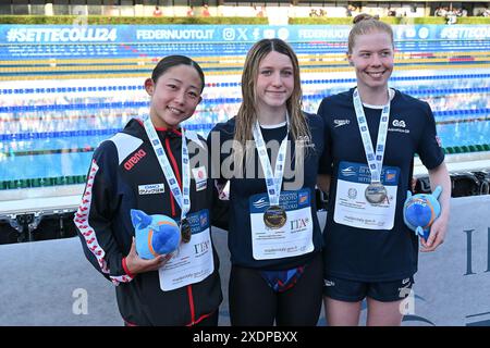 Foro Italico, Roma, Italie - Airi Mitsui, Keanna MacInnes, Laura Stephens 200 femmes papillon lors de Settecolli Journée de qualification olympique de natation 3, 23 juin 2024 (photo par Roberto Ramaccia/Sipa USA) crédit : Sipa USA/Alamy Live News Banque D'Images