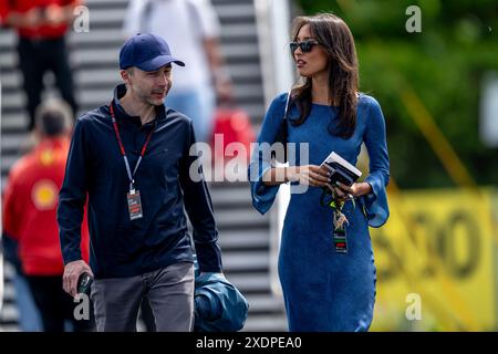 CIRCUIT GILLES VILLENEUVE, CANADA - 08 JUIN : Alexandra Saint Mleux, petite amie de Charles Leclerc, lors du Grand Prix du Canada au circuit Gilles Villeneuve le samedi 08 juin 2024 à Montréal, Canada. (Photo de Michael Potts/BSR Agency) Banque D'Images