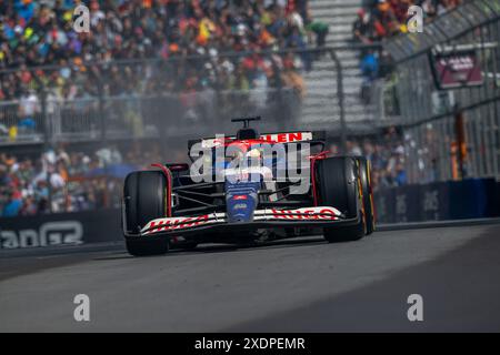 CIRCUIT GILLES VILLENEUVE, CANADA - 09 JUIN : Daniel Ricciardo, Visa Cash App RB F1 Team AT04 lors du Grand Prix du Canada au circuit Gilles Villeneuve le dimanche 09 juin 2024 à Montréal, Canada. (Photo de Michael Potts/BSR Agency) Banque D'Images