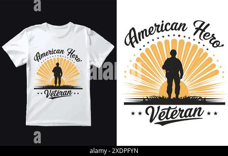 Vecteur de conception de t-shirt American Hero Veteran. Illustration de Vecteur