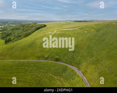 Vue aérienne de Uffington White Horse, Uffington, Oxfordshire Banque D'Images