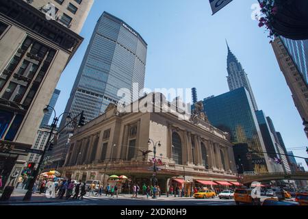 Chrysler Buiding, bâtiment Metlife, 42e rue et la façade du Grand Central terminal, Manhattan, New York Banque D'Images