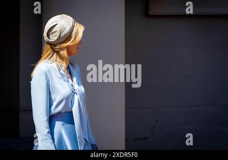 LA HAYE - Reine Maxima lors de la visite de l'émir de l'État du Qatar Sheik Tamim bin Hamad Al Thani et de son épouse Sheika Jawaher bint Hamad Al Thani au Palais Noordeinde. L'émir effectue une visite officielle aux pays-Bas pour renforcer encore les liens avec le Qatar. ANP IRIS VAN DEN BROEK pays-bas Out - belgique Out Banque D'Images