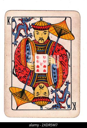 Carte à jouer de roi de style chinois antique de l'ancien jeu Khanhoo. Banque D'Images